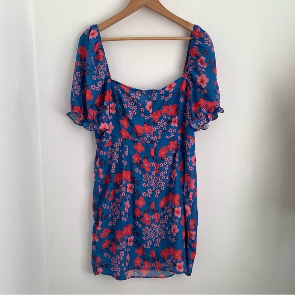 NWT Boohoo Floral Puff Sleeve Mini Dress - Picture 7 of 11